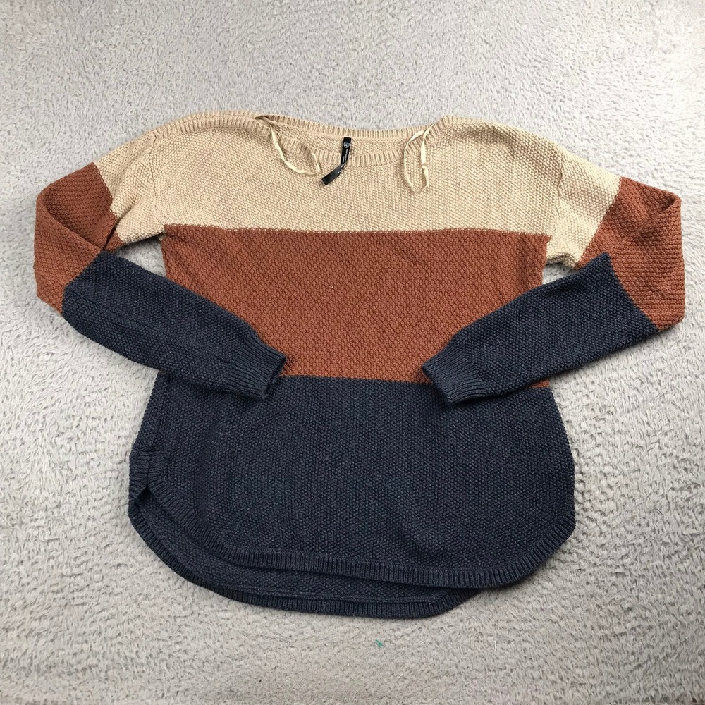Kuhl Bella Stripe Sweater‎ Womens L Colorblock Merino Wool Blend Popcorn Knit